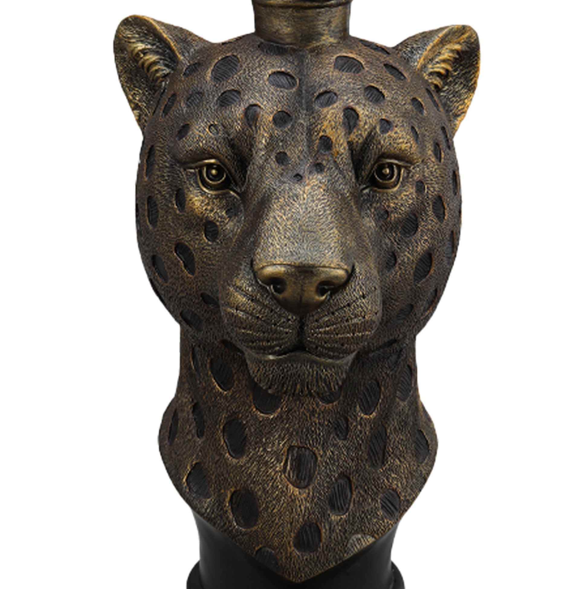 Leopard Head Accent Table, Animal Statue End Table for Living Room Home Decor