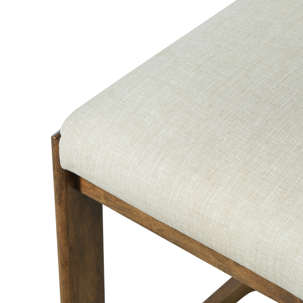 Solid Wood Counter Stools with Linen Upholstery & Walnut Finish - 24" (Set of 2)