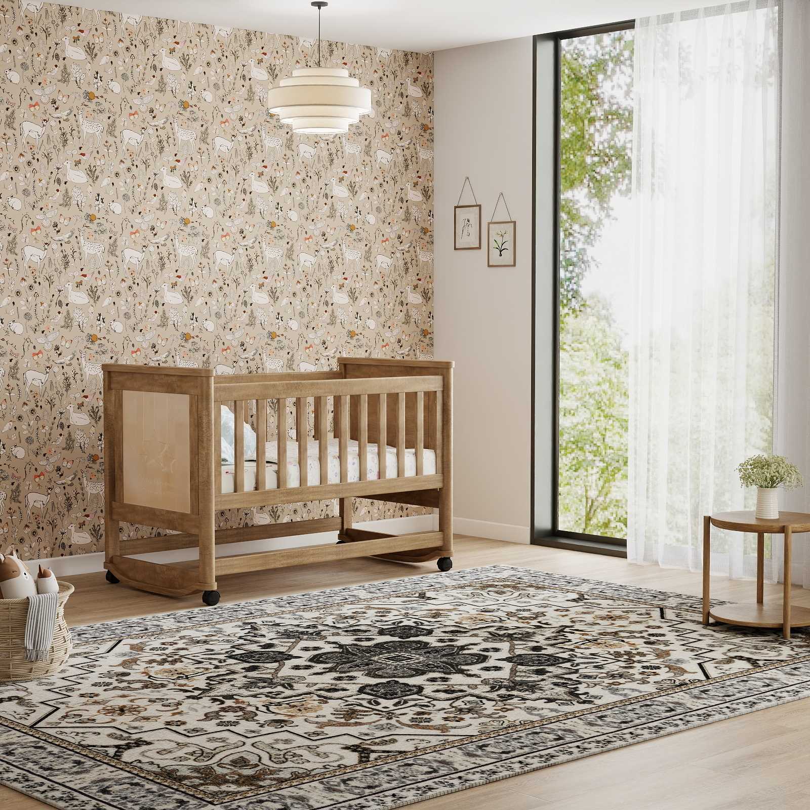 5x7ft Washable Traditional Area Rug, Thin Distressed Non-Slip Carpet for Living Room Bedroom Kitchen Dining Room Home Decor