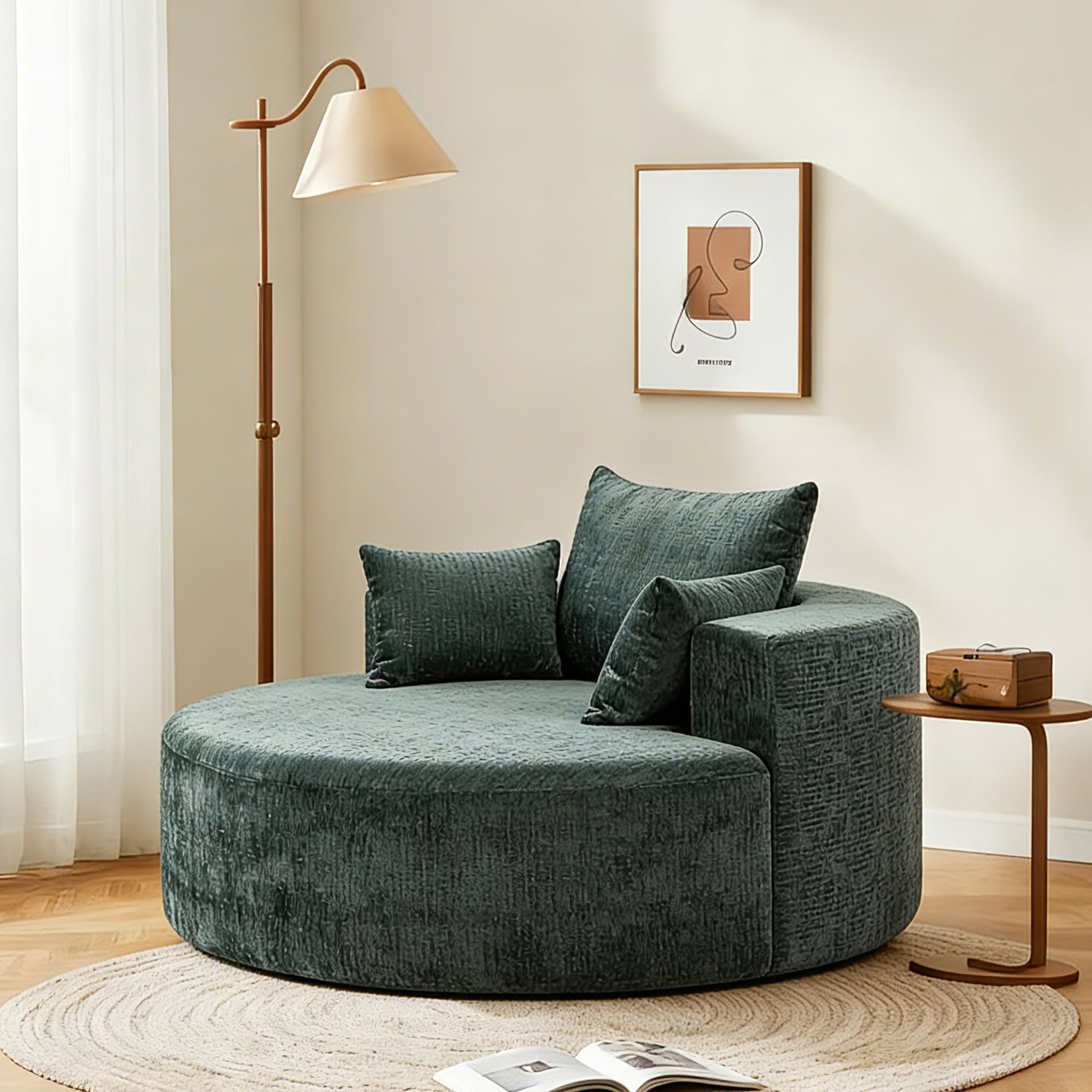 Plush Corduroy Sleeper Chair No Assembly Comfortable Single Sofa for Home Living Space