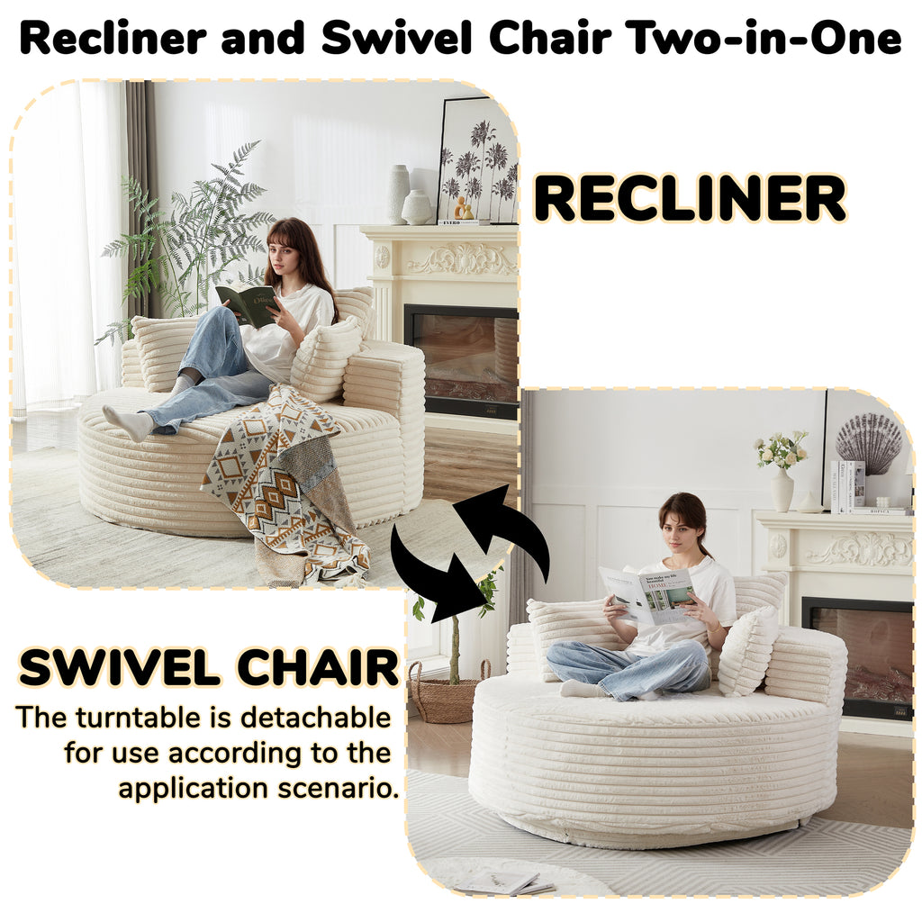 Soft Upholstered Swivel Chair Comfortable Modern Sleeper for Bedroom and Lounge Area