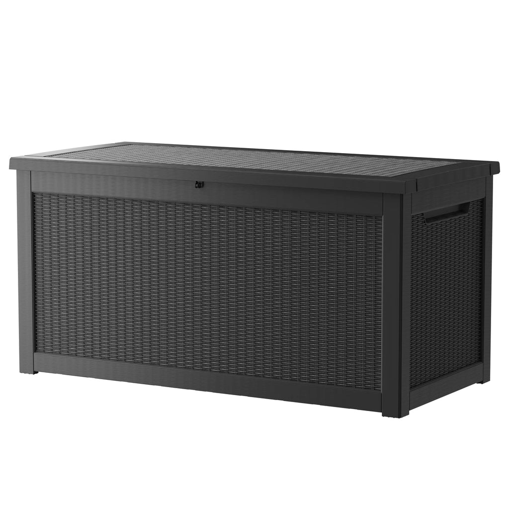 260 Gallon Resin Deck Box, Water-Resistant Lockable Outdoor Storage Box for Patio Organization