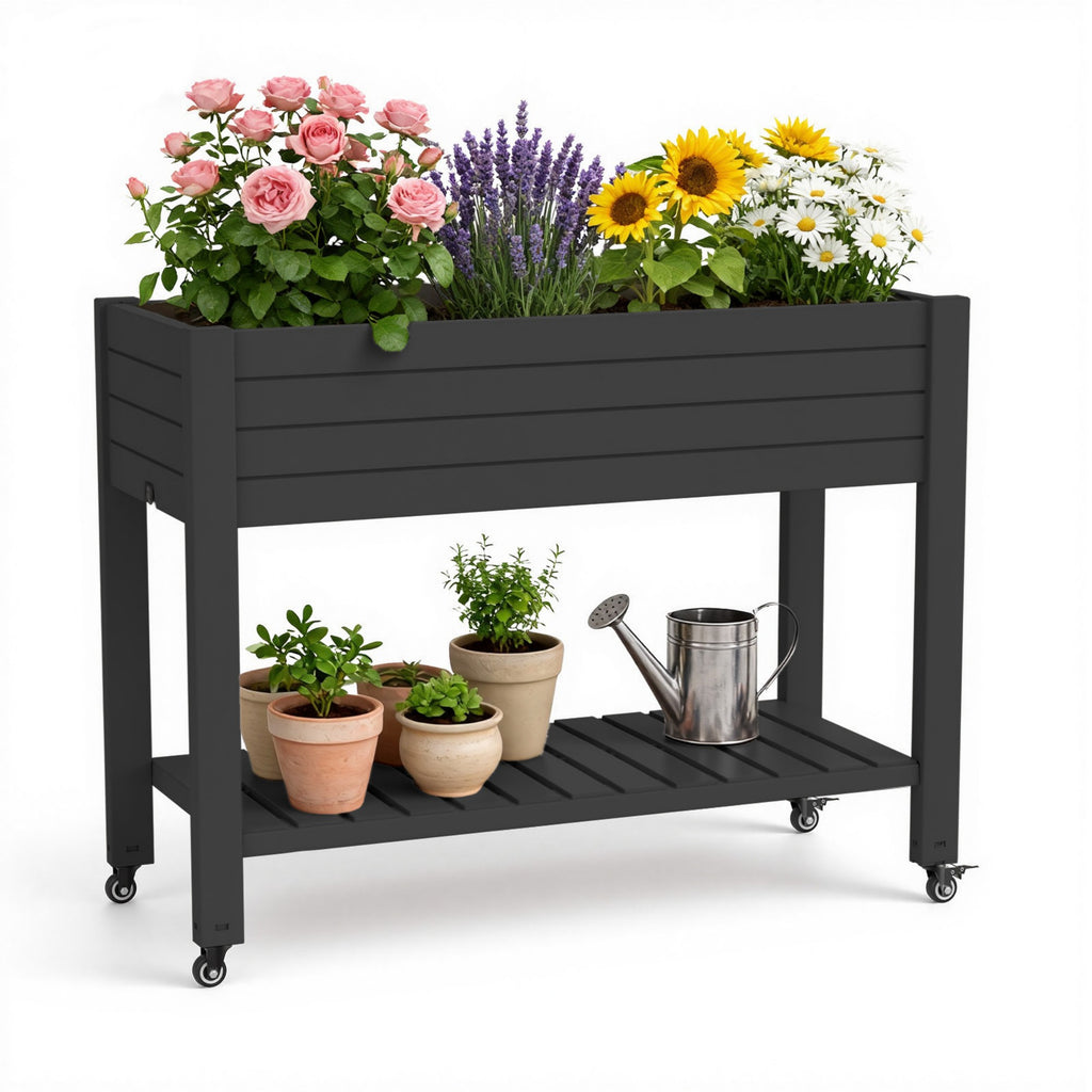 Garden Bed with wheels, Outdoor Planter Box for Vegetables, Flowers & Herbs, 21 Gallon Raised Planter