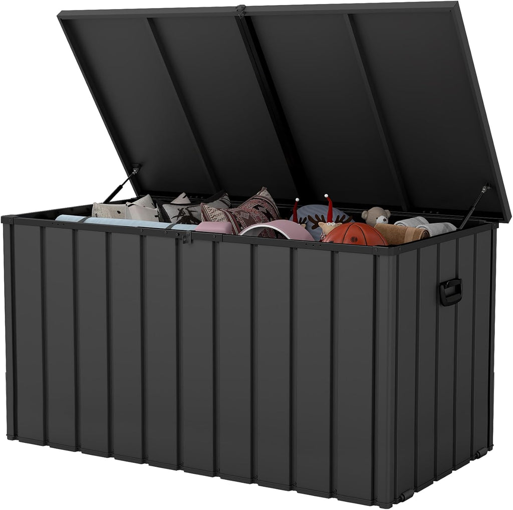 200 Gallon Patio Steel Storage Deck Box, Waterproof Lockable Bin for Cushions, Pillows & Tools