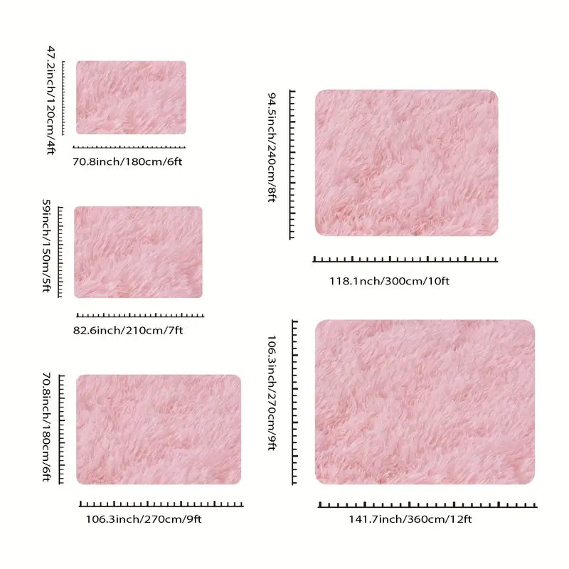 Blush Pink Shag Rug Ultra-Soft 1.7" Thick Non-Slip with Grip Pads for Bedroom or Office