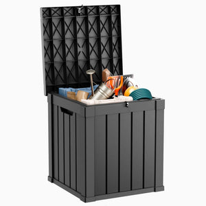 50 Gallon Outdoor Deck Box, Water-Resistant Resin Storage Box with Lockable Lid for Patio