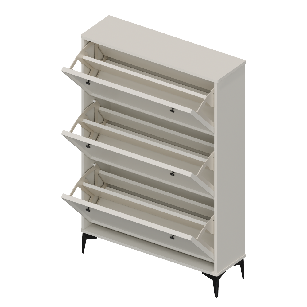 Chic Crate-Modern White Shoe Cabinet – 3 Flip-Drawer | Entrance/Narrow | Hidden Design | Independent Legs