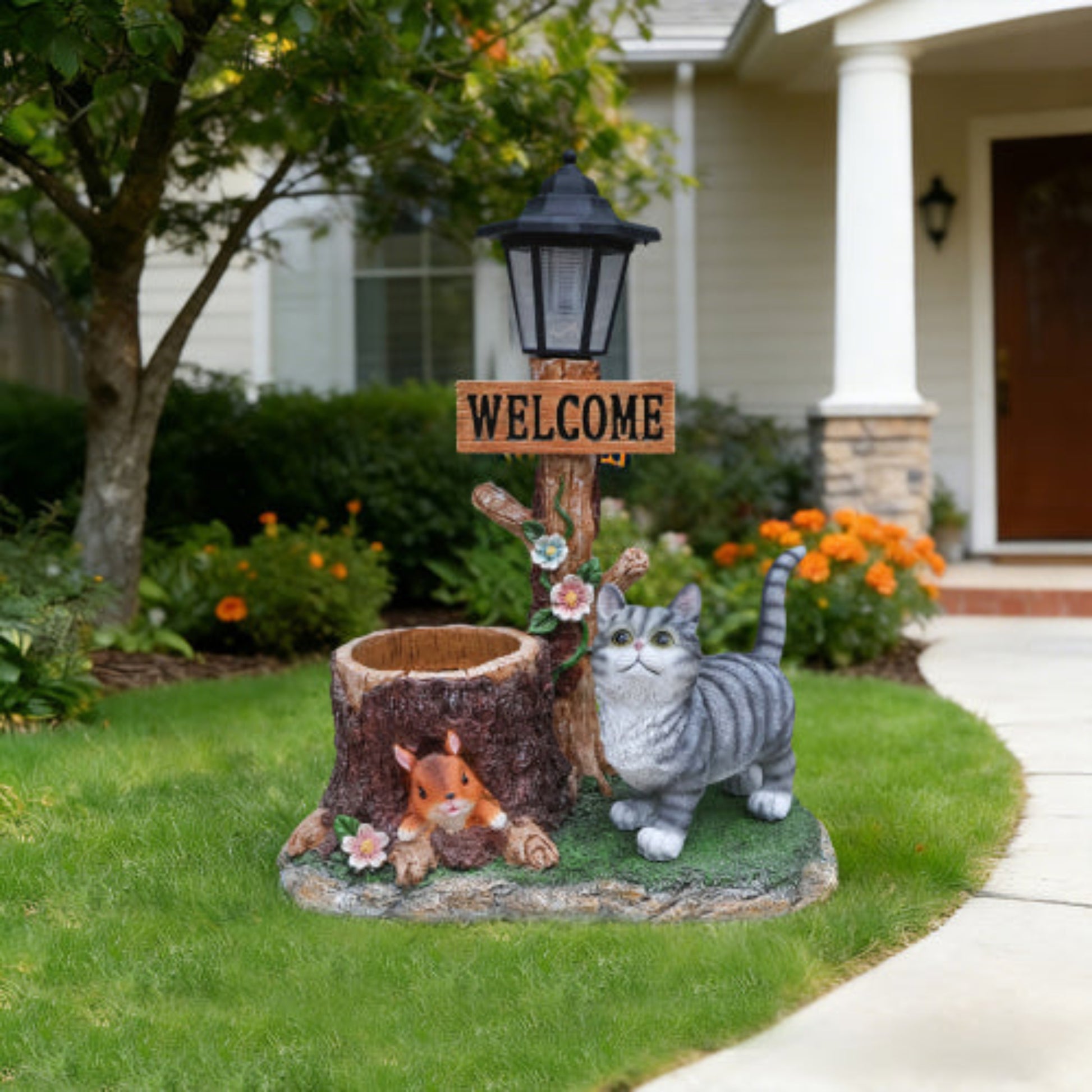Cat Shaped Planter Statue with Lovely Appearance for Succulent and Flower Planting