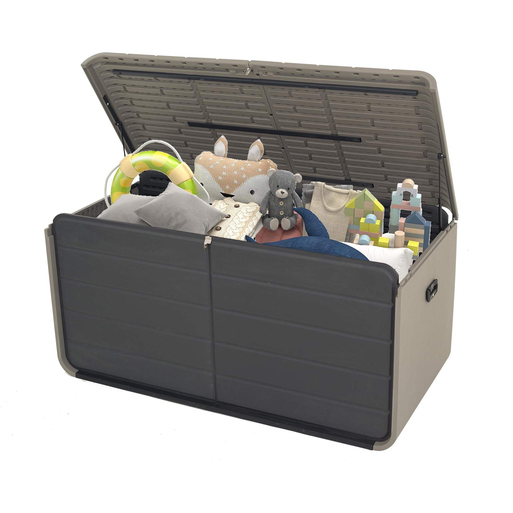 Large Heavy-Duty Resin Deck Box, Lockable Waterproof Storage Box for Patio & Garden Tools