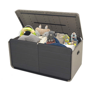 Large Heavy-Duty Resin Deck Box, Lockable Waterproof Storage Box for Patio & Garden Tools