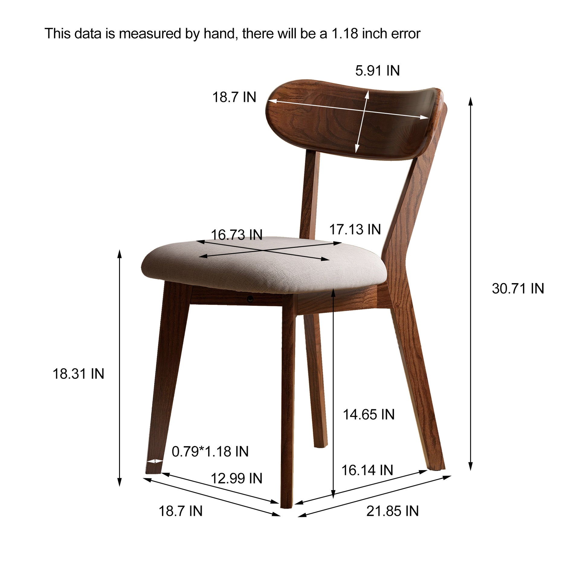Set of 2/4 Solid Oak Wood Dining Chairs, Farmhouse Natural Wood Finish - 47.5x55.5x78cm