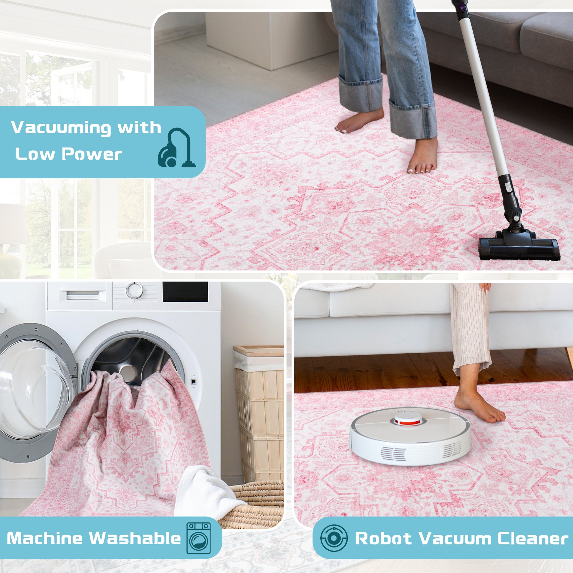 Area Rugs for Living Room, Machine Washable Non Slip Vintage Rugs for Bedroom Dining Room Home Office Home Decor Aesthetic