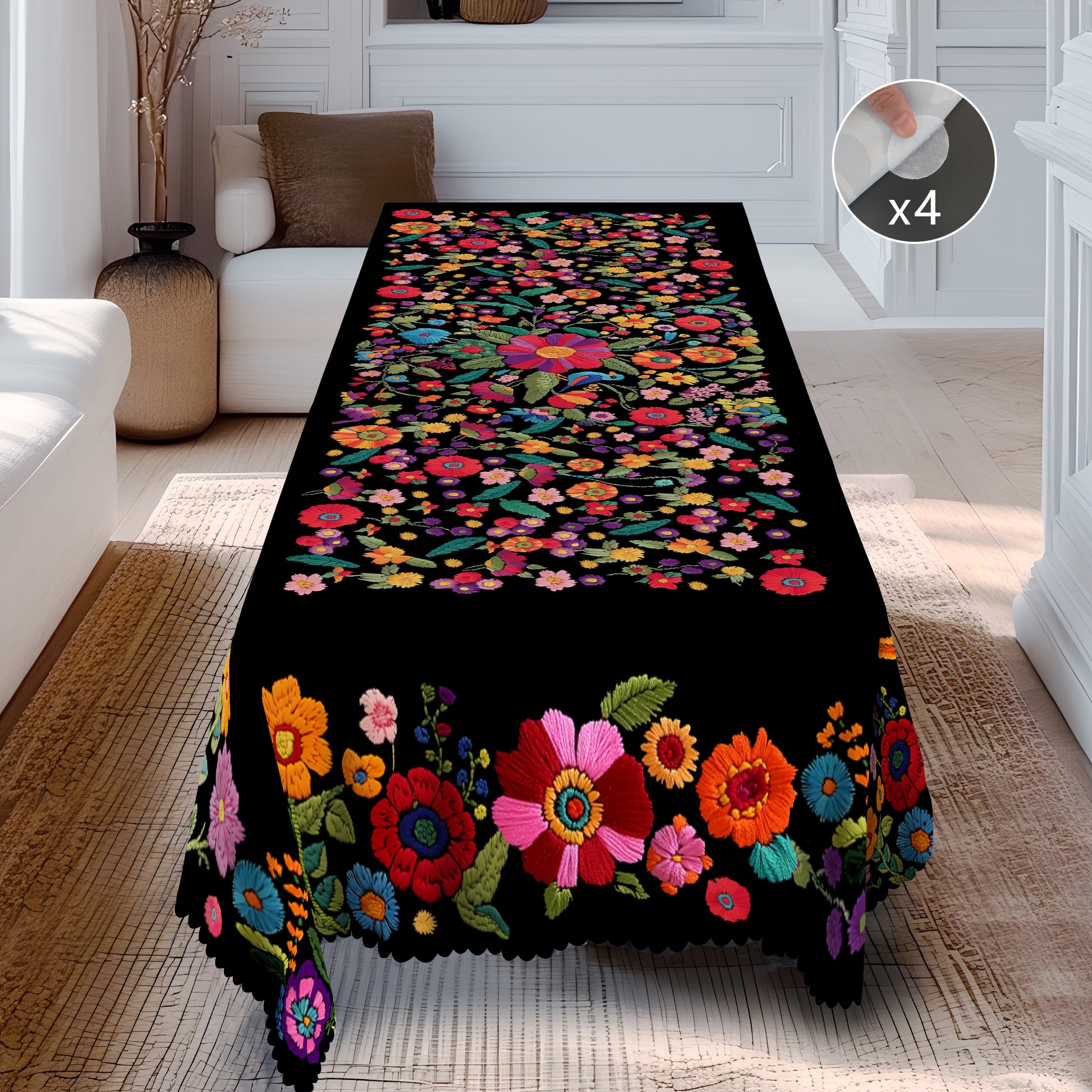 Sunflower Tablecloth with Colorful Floral Design, Dustproof Easy-Care Dining Table Cover for Indoor Outdoor Festive Decor