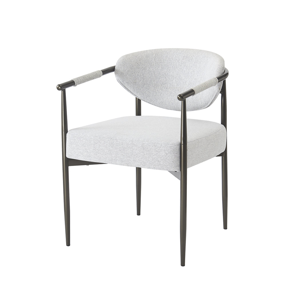 Modern Dining Armchairs with Thick Padded Cushion & Bronze Iron Legs (Set of 2)