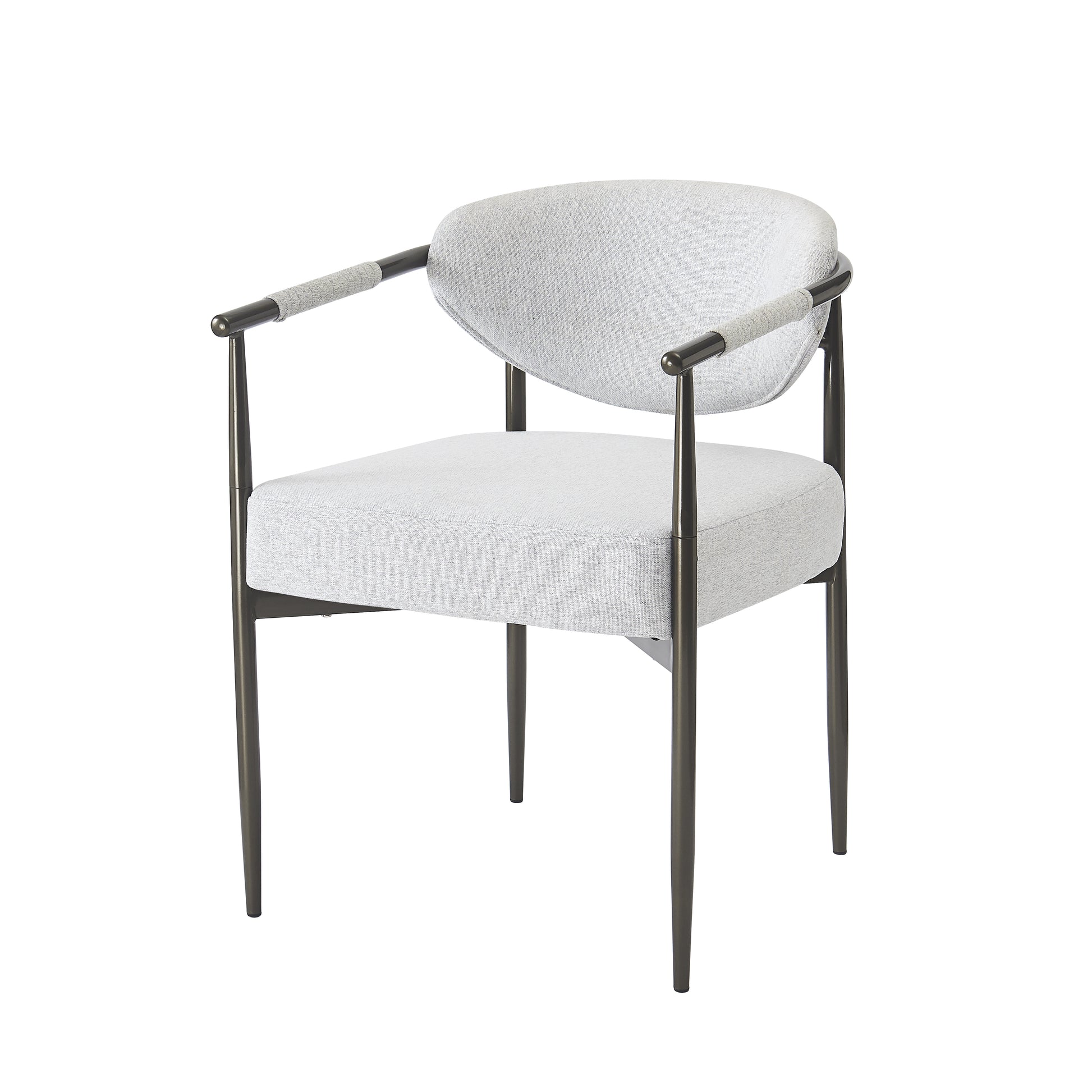 Modern Dining Armchairs with Thick Padded Cushion & Bronze Iron Legs (Set of 2)
