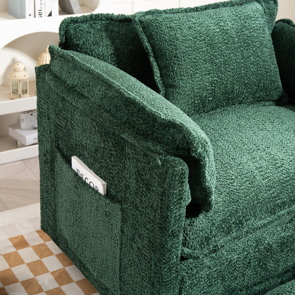 Chic Crate - 55.32*39.76" Oversized Sofa Indoor,Portable ottoman,Boucle Single Sofa Bed with Wider seat,Double deep cushion,Strong wrapping of thick armrests for Living Room,Bedroom.3 Colors.