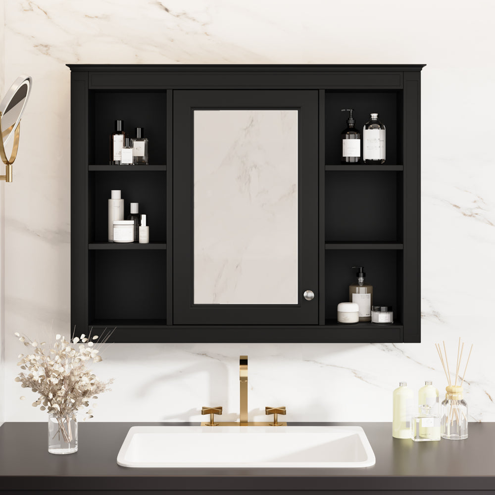 Chic Crate-Tall Bathroom Storage Cabinet – Freestanding Cabinet w/ 2 Different-Size Drawers & Adj. Shelf | MDF Painted Finish | White