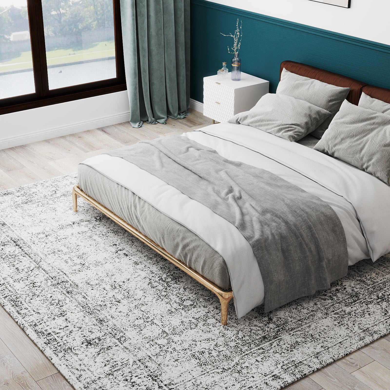 5x7ft Washable Vintage Area Rug, Thin Distressed Non-Slip Traditional Carpet for Living Room Bedroom Kitchen Dining Room