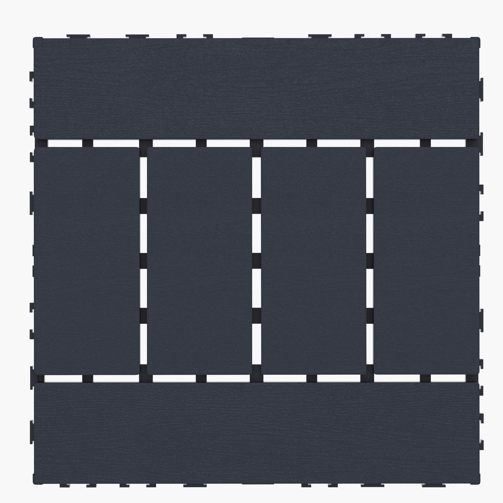 Chic Crate 44 Pack 12'' Interlocking Plastic Deck Tiles – Dark Gray, Waterproof