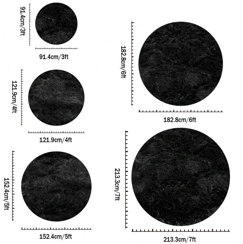 5ft Round Fluffy Area Rug, Soft Shaggy Circle Carpet for Bedroom, Kids Girls Boys Room, Fuzzy Plush Floor Mat