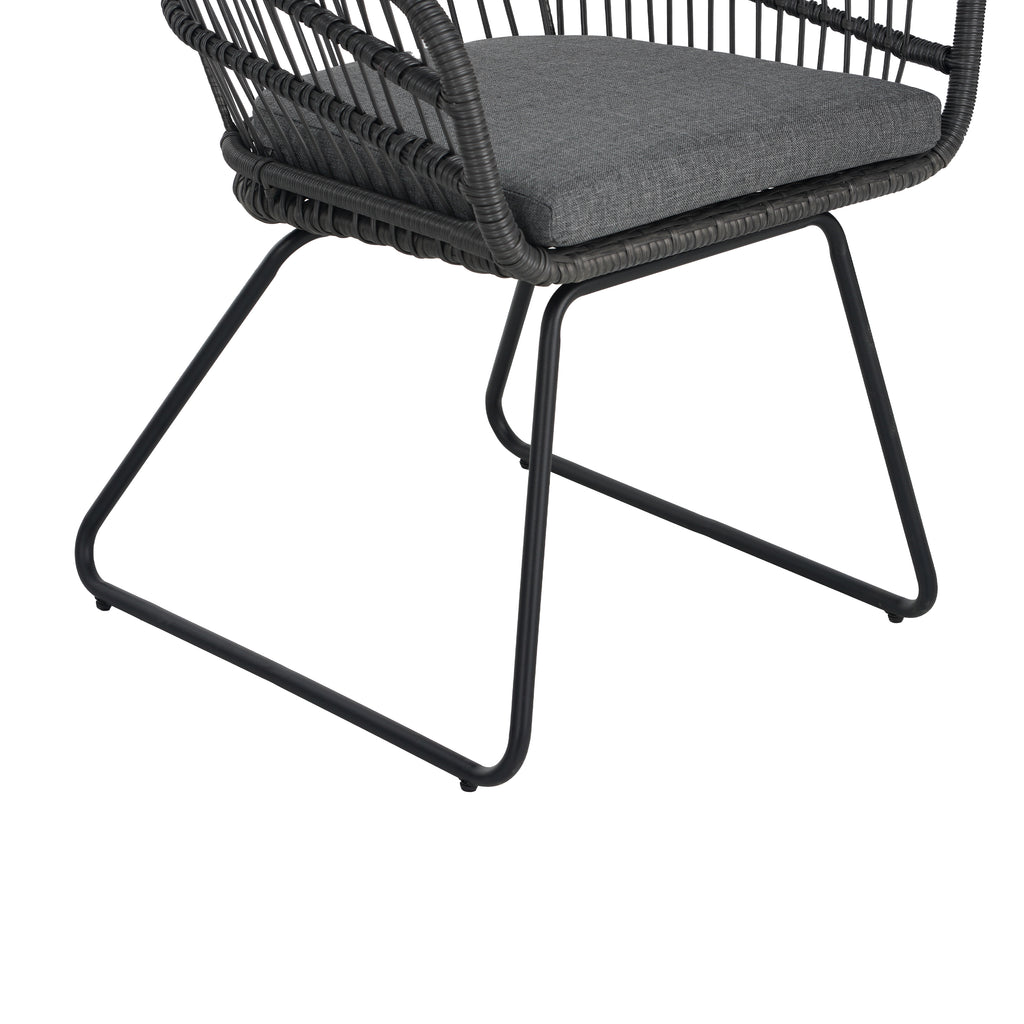 Outdoor Patio Dining Chairs Set of 2 Wicker Armchairs with Removable Cushions