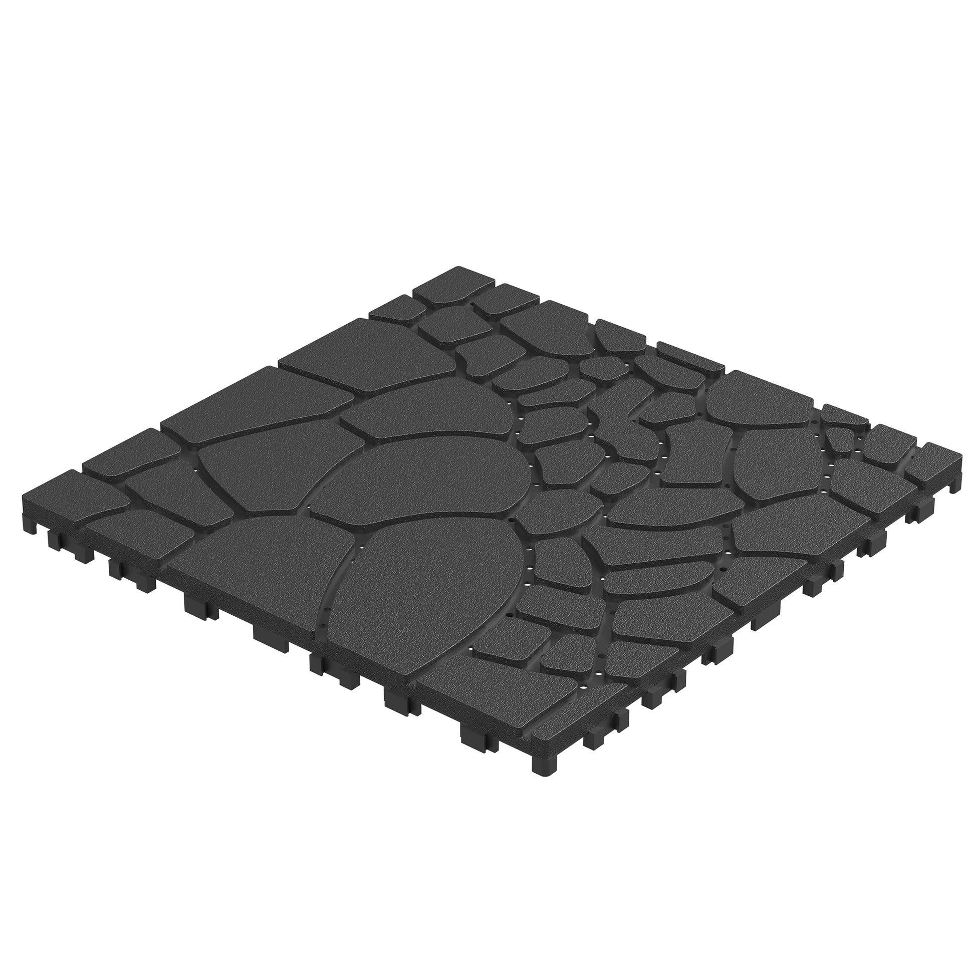 Chic Crate 44 Pack 12'' Stone Texture Interlocking Patio Deck Tiles –  DARK Gray
