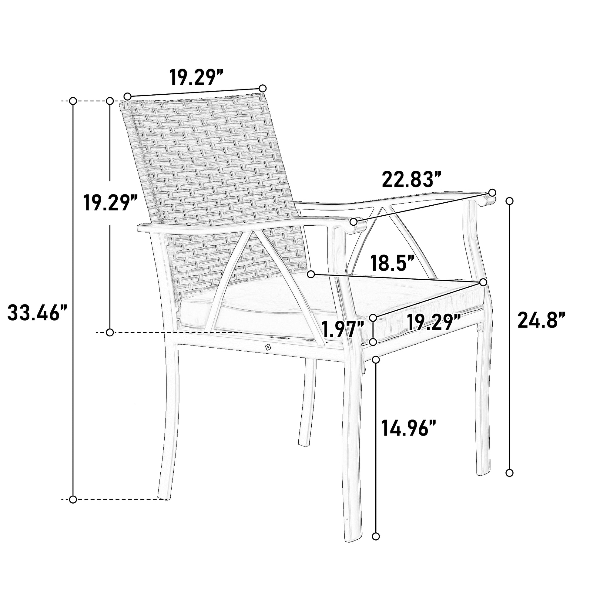 7 Piece Outdoor Wicker Patio Dining Set with Swivel Rocker Chairs and Removable Cushions for Yard