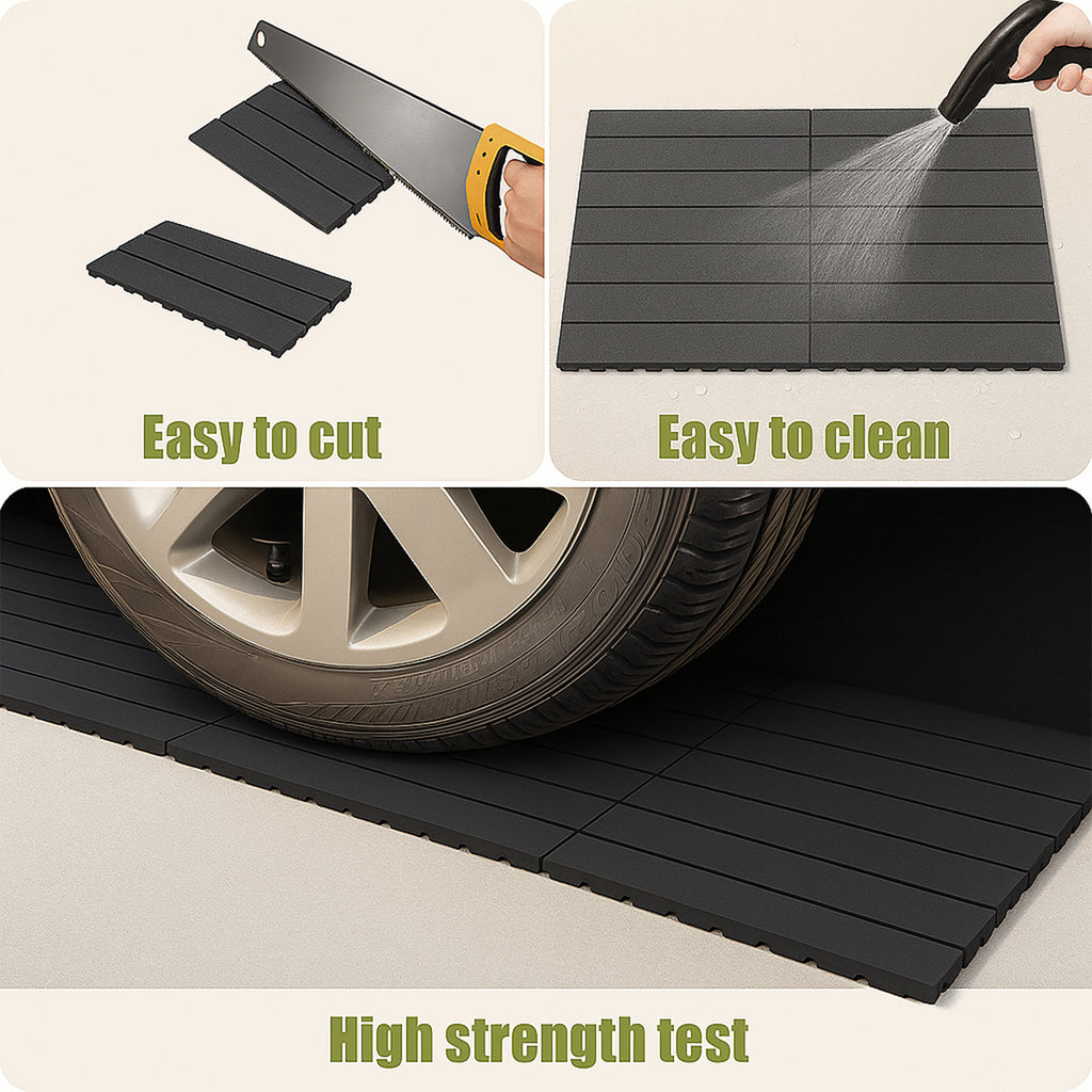 Chic Crate 24Pcs 12"x24" Interlocking Plastic Deck Tiles – Dark Gray, Waterproof