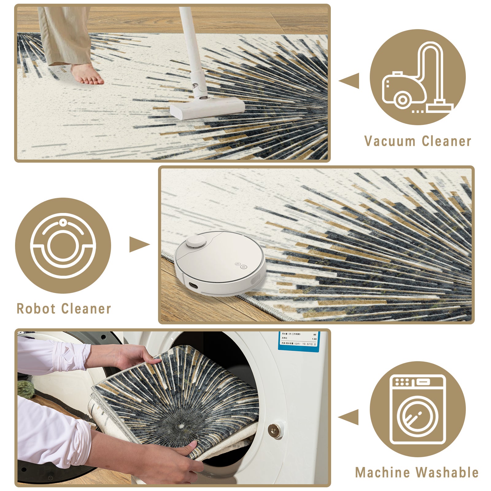 5x7ft Washable Abstract Print Multi-Color Area Rug, Thin Distressed Non-Slip Carpet for Living Room Bedroom,  Home Decor