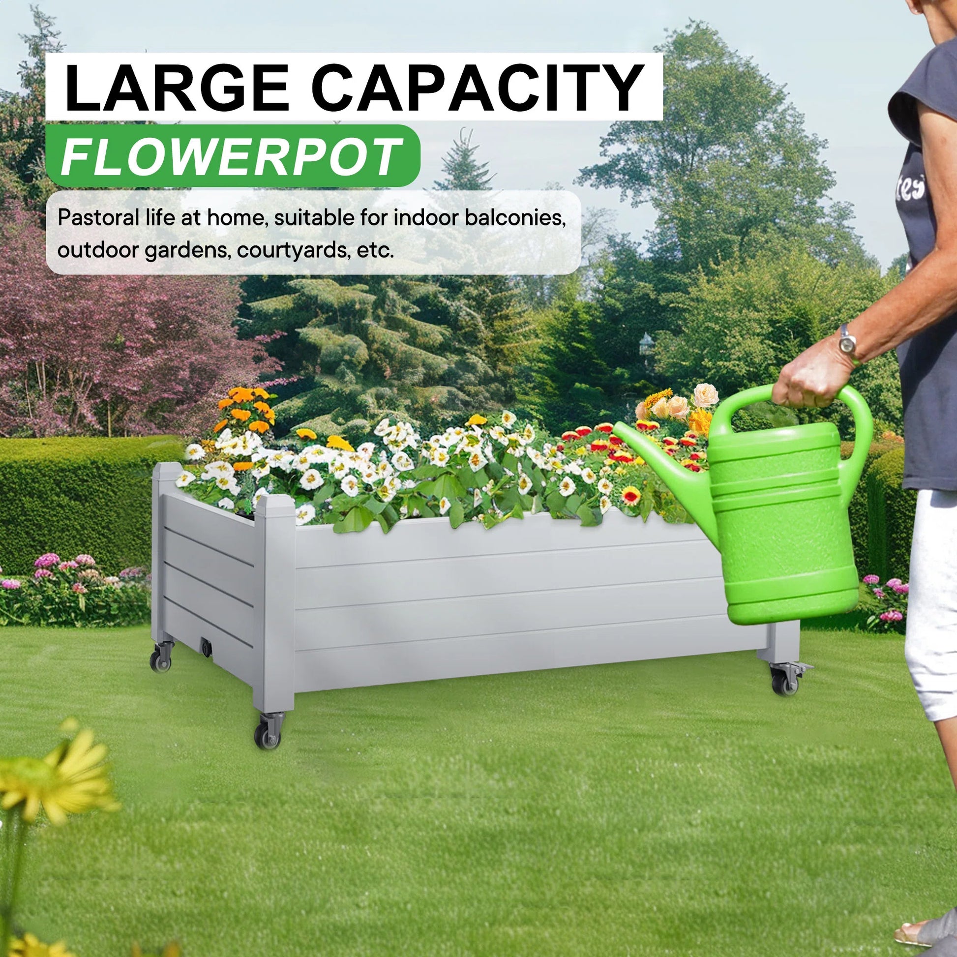 Chic Crate - Outdoor Raised Garden Bed Planter Box With Wheels