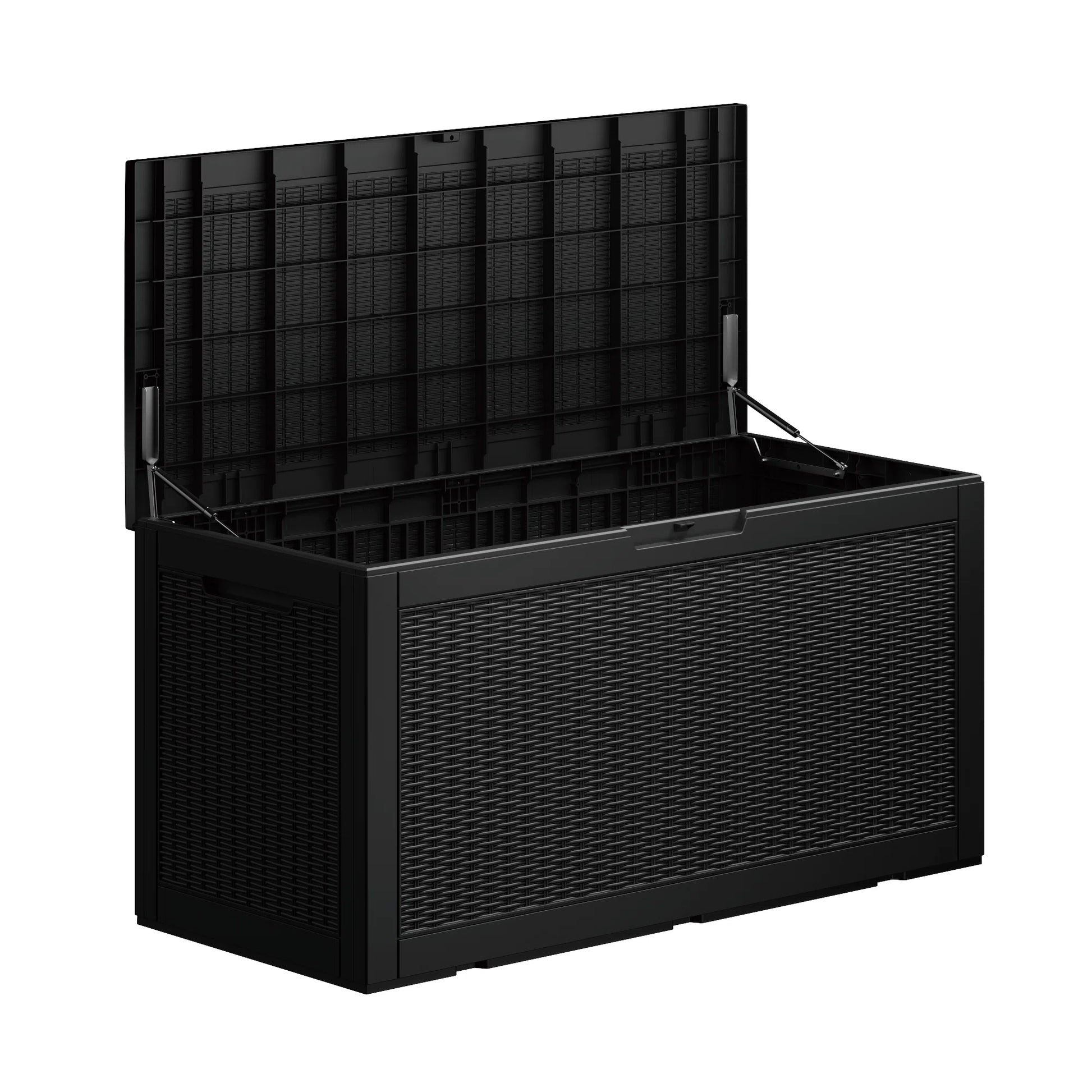 100 Gallon Outdoor Deck Box, Water-Resistant Resin Storage Box with Lockable Lid for Patio