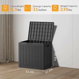 30 Gallon Deck Box, Water-Resistant Resin Outdoor Storage Box with Lockable Lid for Patio