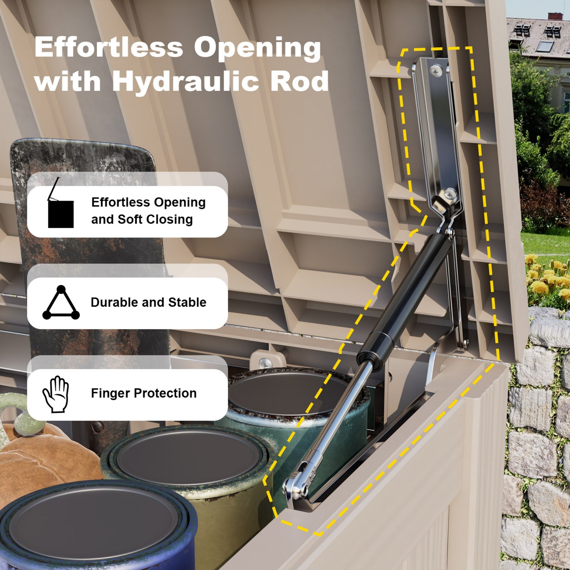 150 Gallon Resin Deck Box, Water-Resistant Lockable Outdoor Storage Box for Patio Organization
