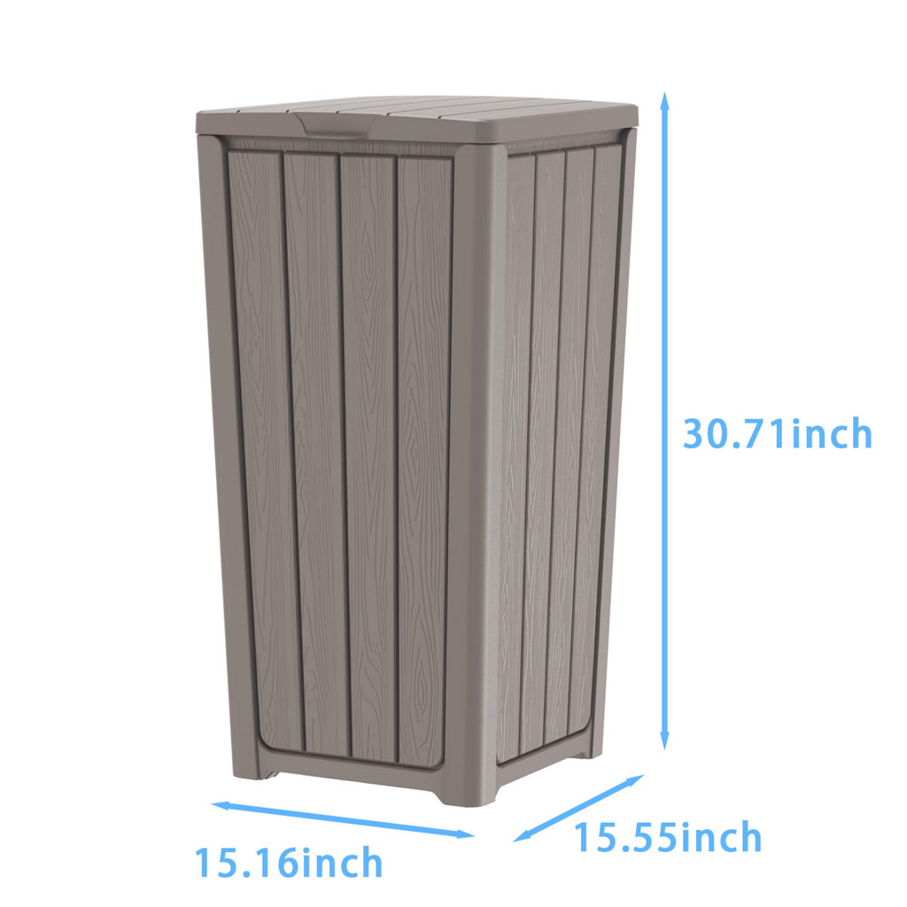 Outdoor Trash Bin, Resin Manual Lift Garbage & Recycling Storage Deck Box with Lid
