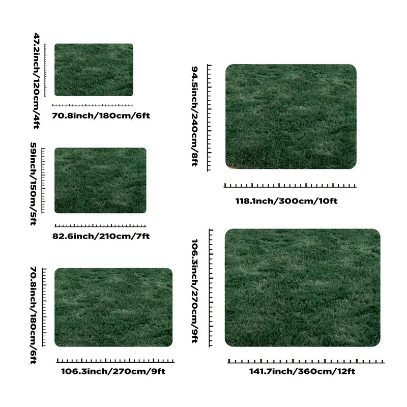 Dark Green Shag Rug, Ultra Soft 1.7" Thick, Non-Slip Backing, for Bedroom or Living Room