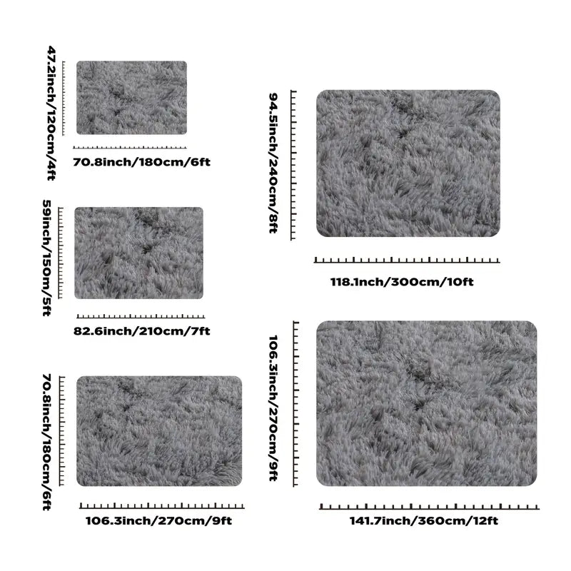 Gray Shag Area Rug, Ultra Soft 1.7" Plush, Non-Slip with Adhesive Pads, for Bedroom or Living Room