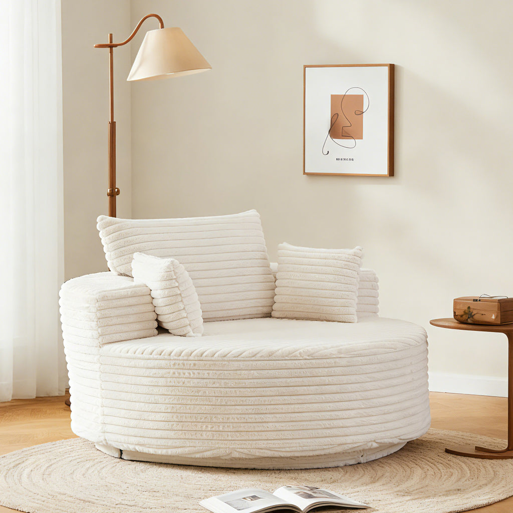 Soft Upholstered Swivel Chair Comfortable Modern Sleeper for Bedroom and Lounge Area