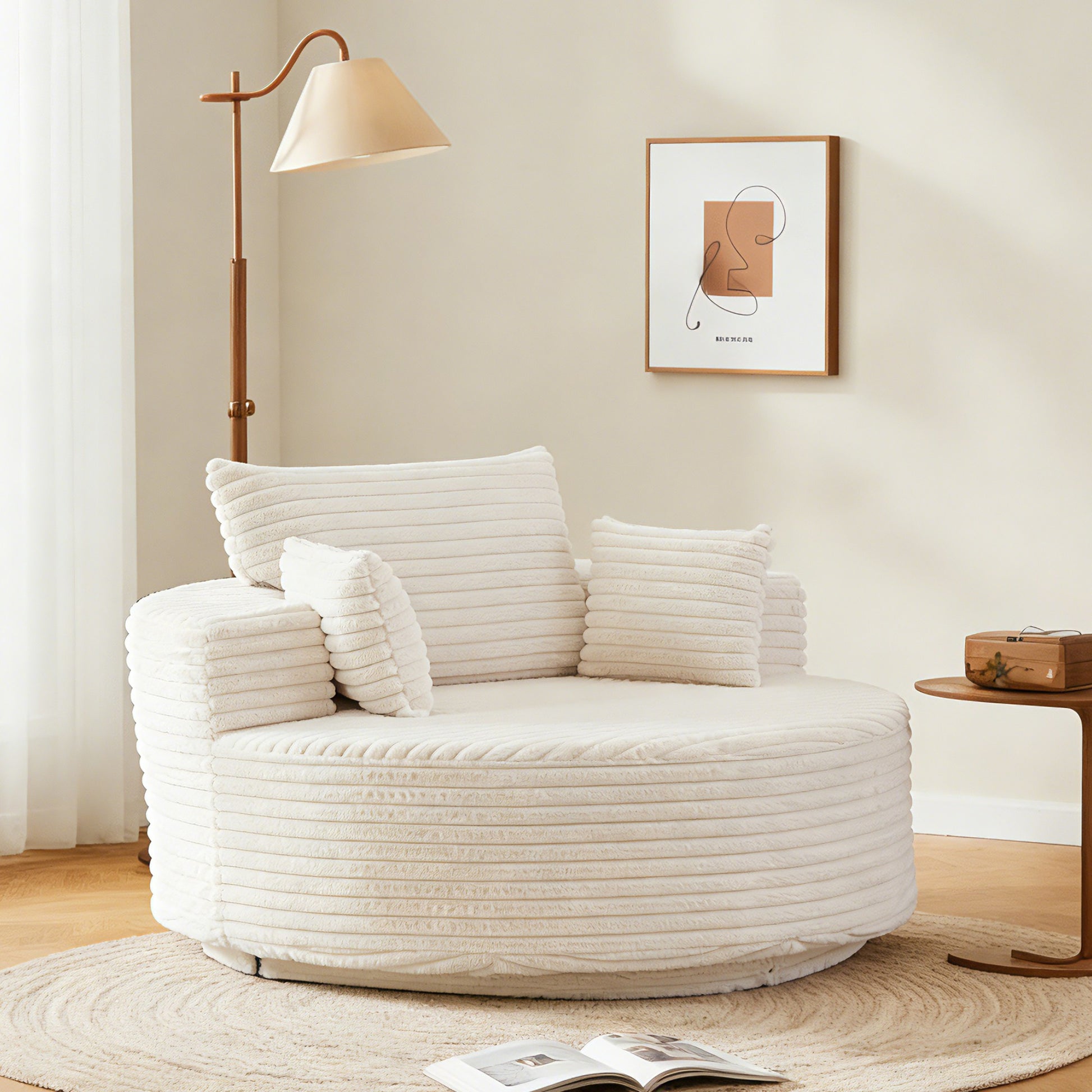 Soft Upholstered Swivel Chair Comfortable Modern Sleeper for Bedroom and Lounge Area