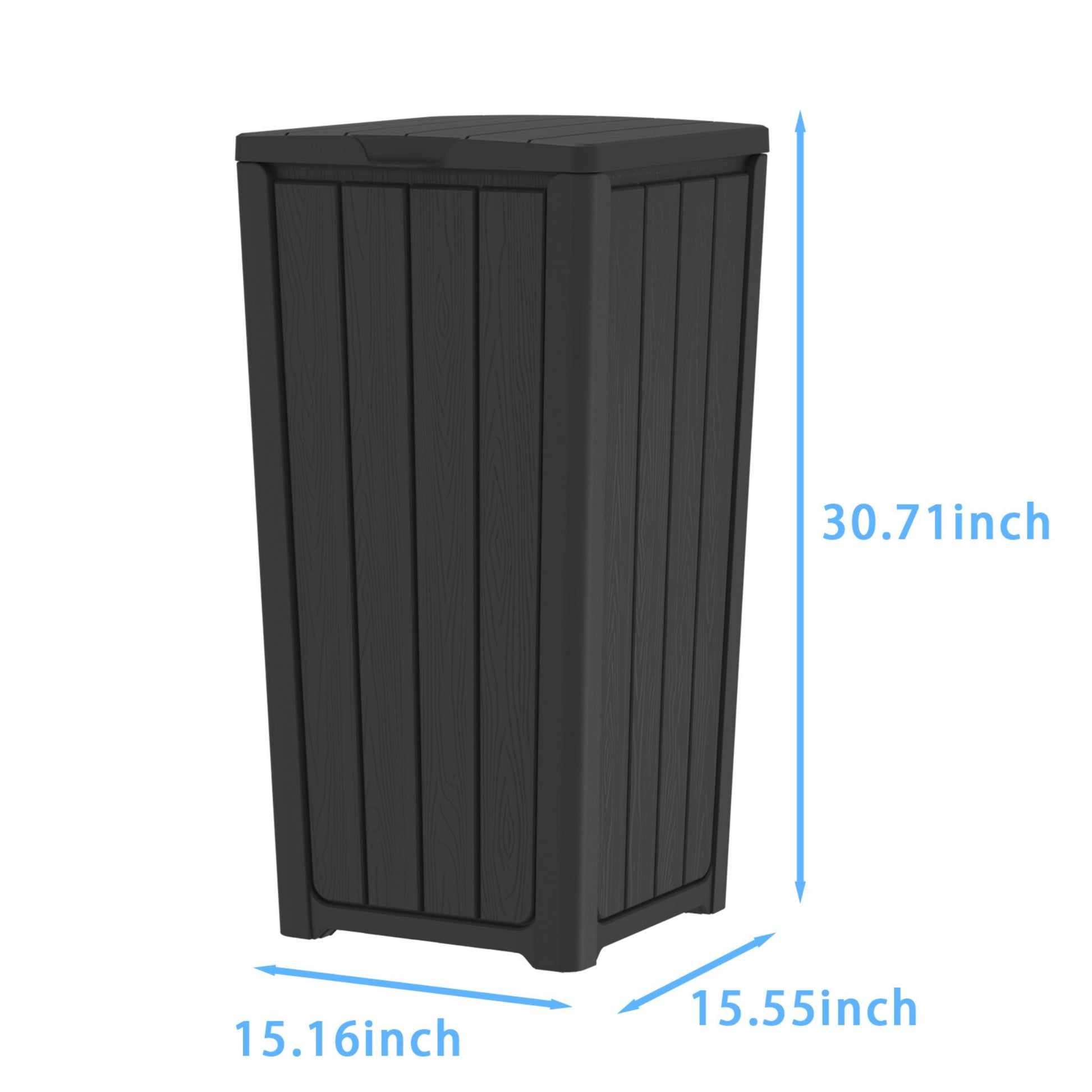 23 Gallon Outdoor Trash Bin, Resin Manual Lift Garbage & Recycling Storage Deck Box with Lid