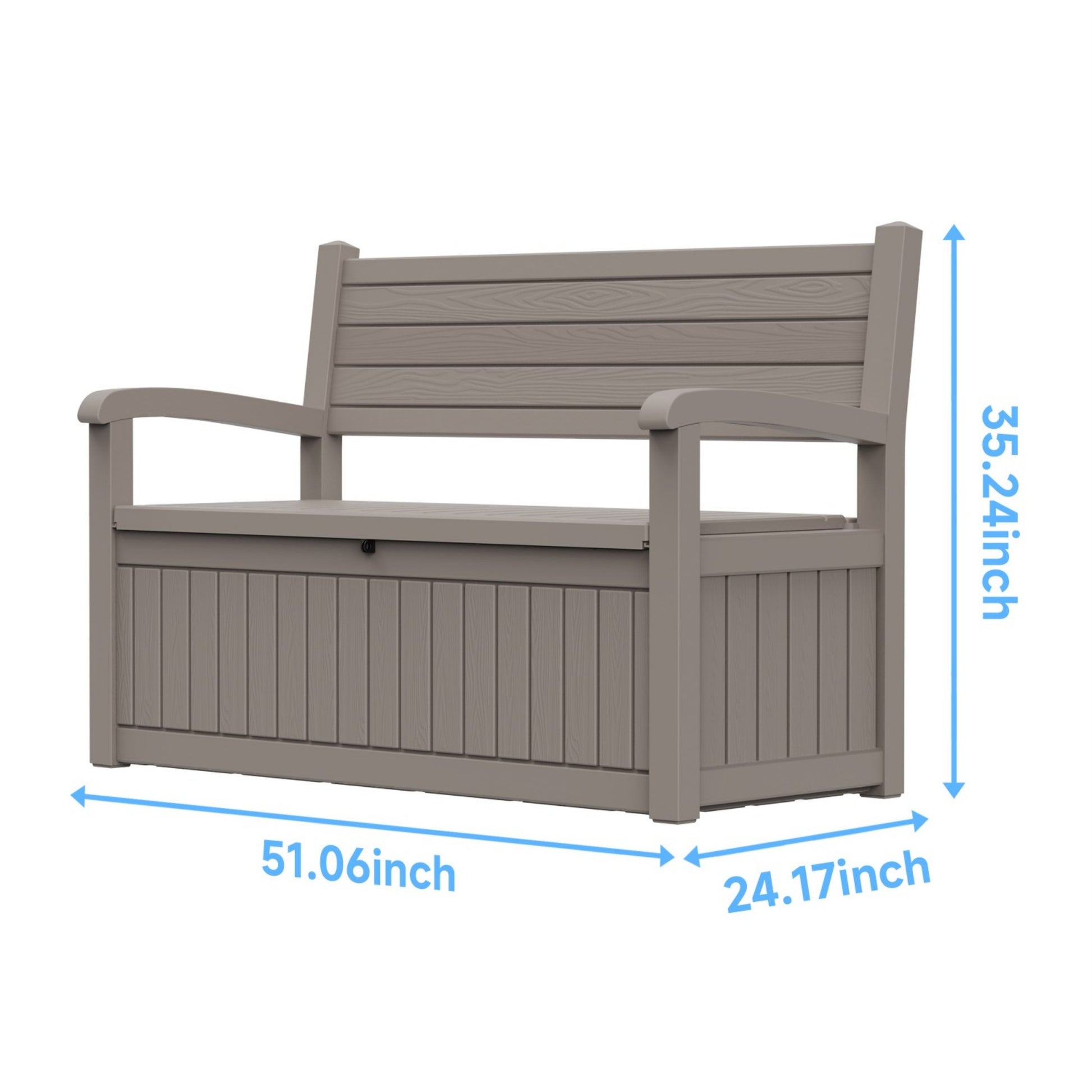 70 Gallon Deck Box, Outdoor Resin Storage Bench with Lid, Durable Patio Storage Box for Organization