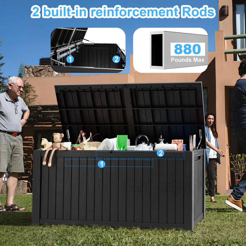 Chic Crate - StormArmor 180Gal LockPro Deck Box - Hurricane-Proof HDPE Resin w/ QuadLock & UV360 Shield - Mega Outdoor Storage for Pool/Patio Tools