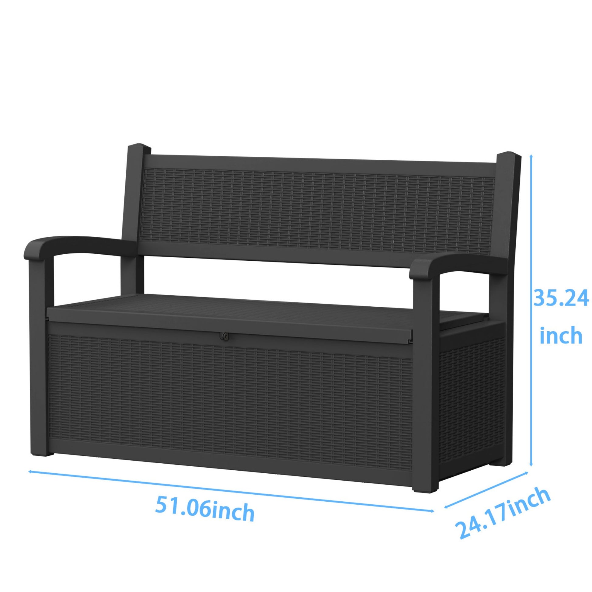 70 Gallon Deck Box, Outdoor Resin Storage Bench with Lid, Durable Patio Storage Box for Organization