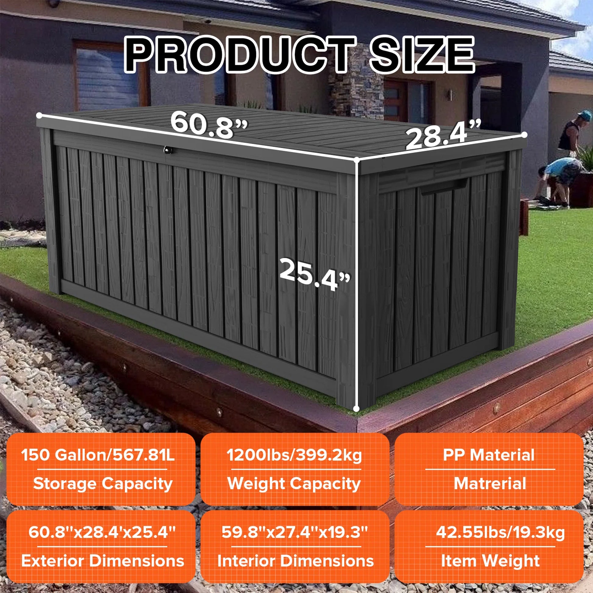 Chic Crate-150-Gal Water Resistant Resin Lockable Deck Box