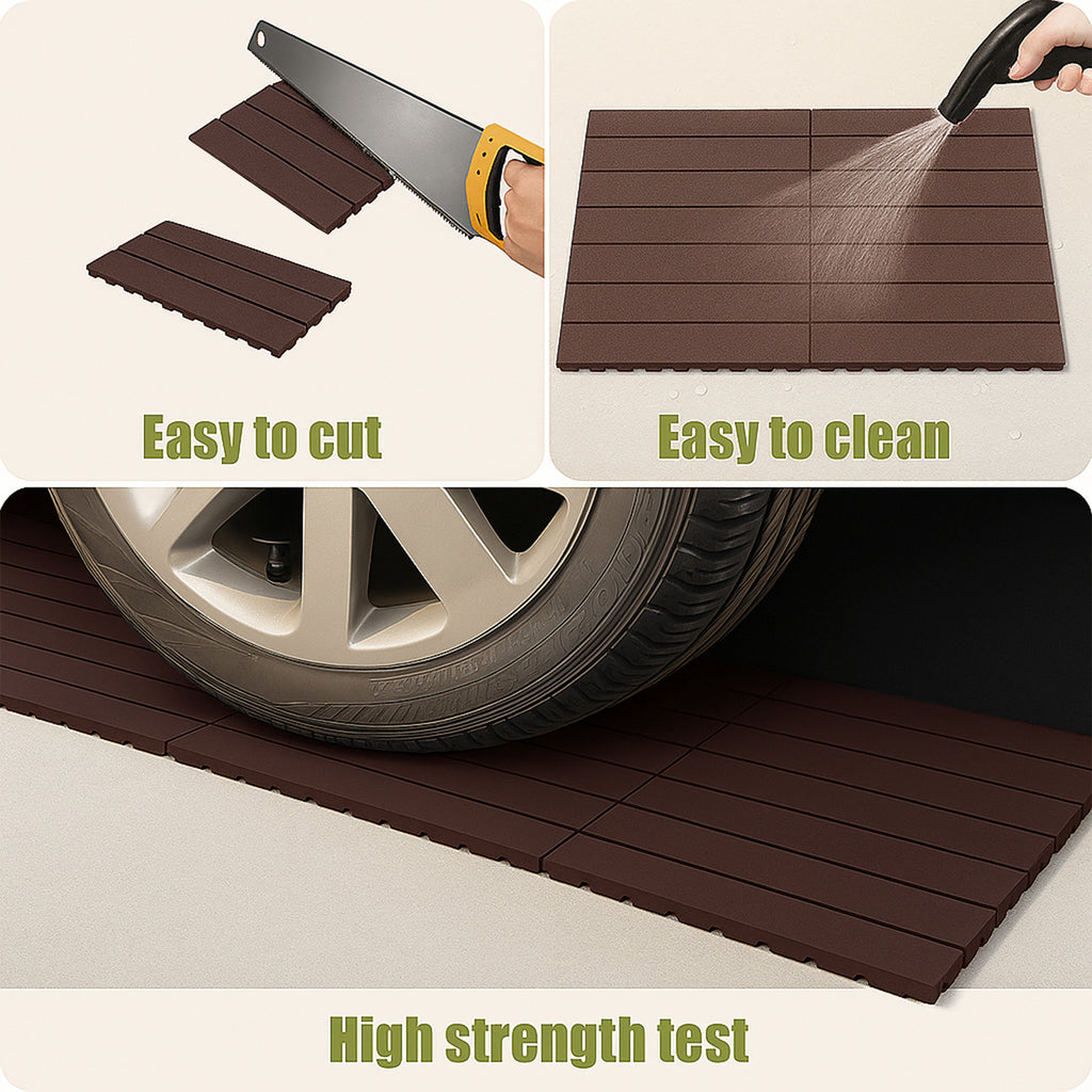 Chic Crate 24Pcs 12"x24" Interlocking Plastic Deck Tiles – Dark Gray, Waterproof