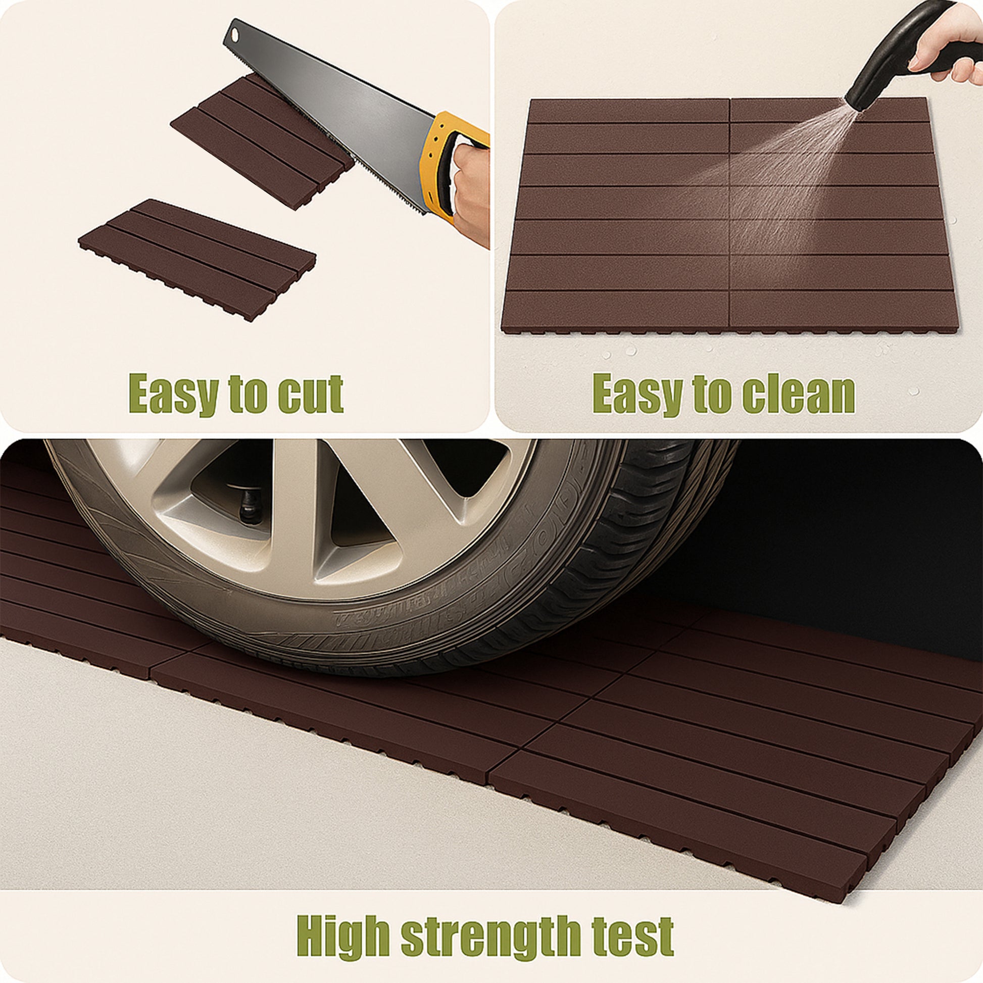 Chic Crate 24Pcs 12"x24" Interlocking Plastic Deck Tiles – Dark Gray, Waterproof
