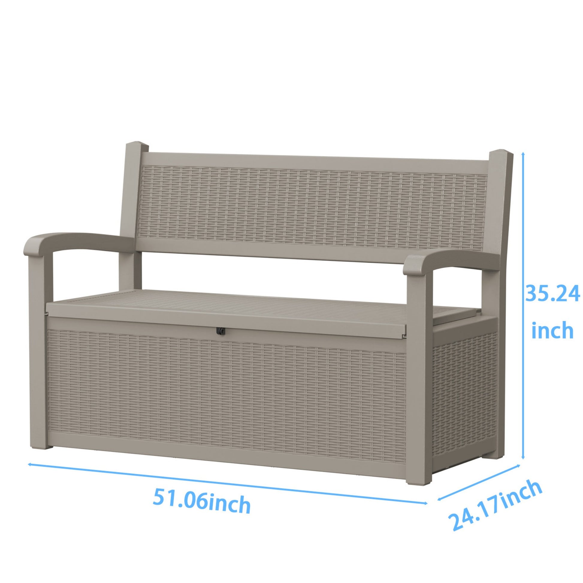 70 Gallon Deck Box, Outdoor Resin Storage Bench with Lid, Durable Patio Storage Box for Organization
