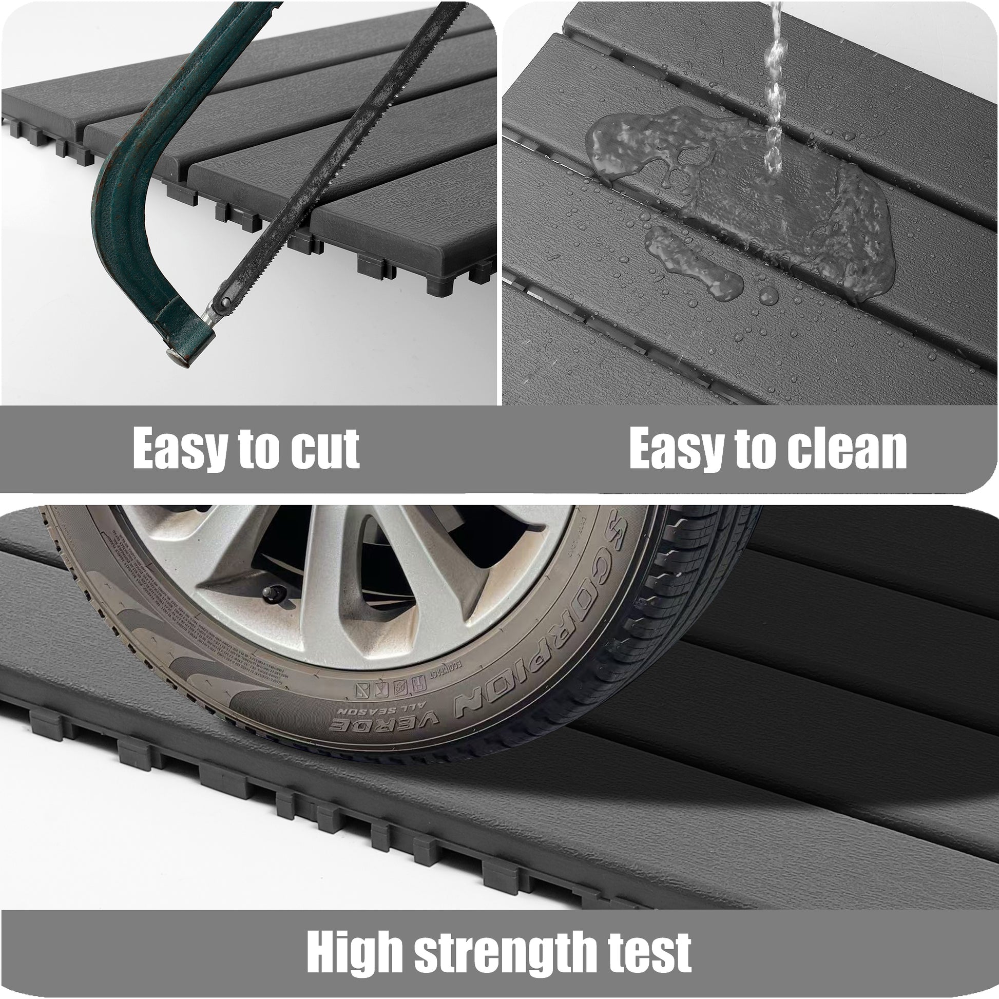 Chic Crate 44 Pack 12'' Interlocking Plastic Deck Tiles – Dark Gray, Waterproof