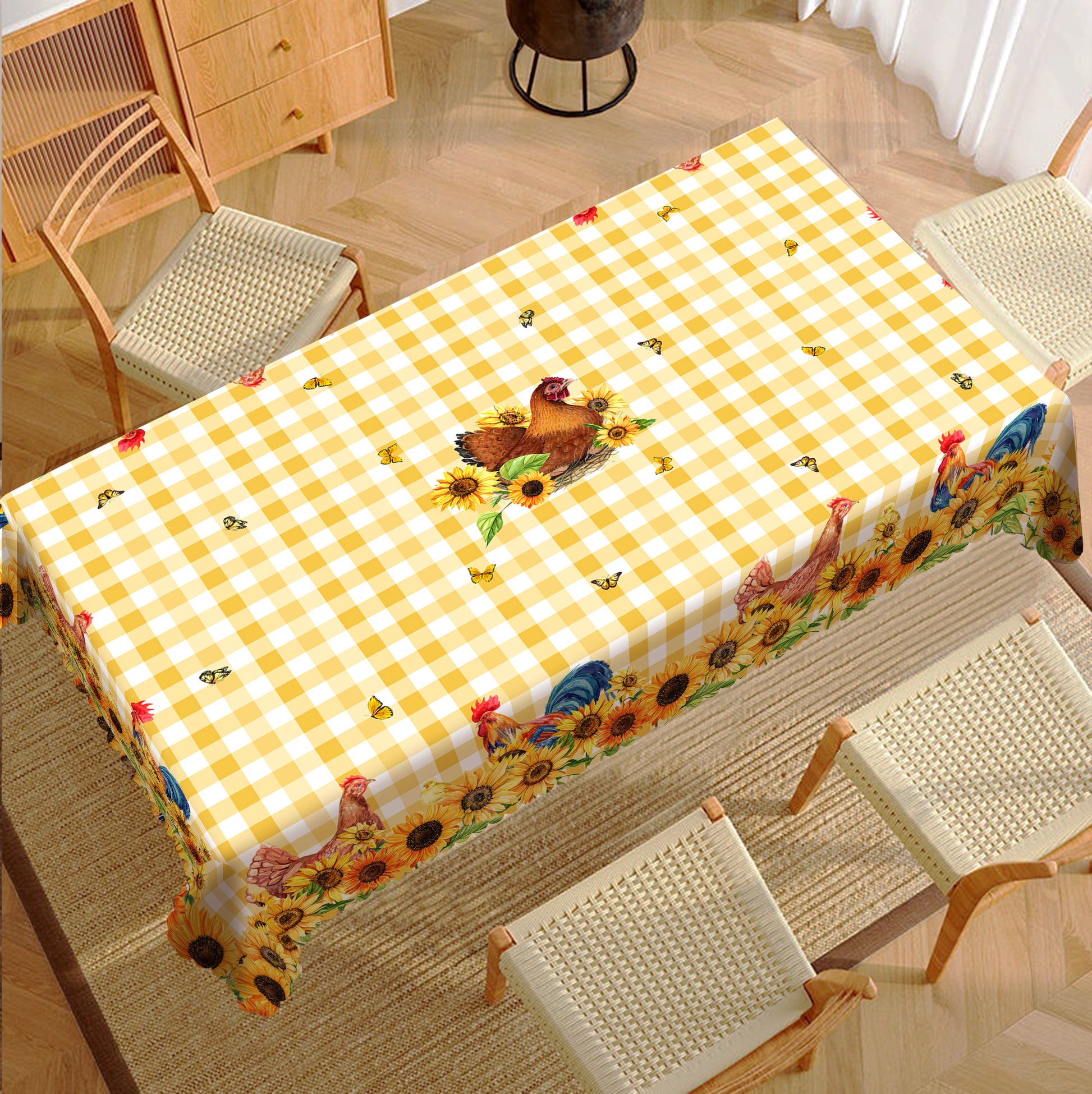Farmhouse Tablecloth Vintage Style Chicken Cat Table Cover Farmhouse Animal Decor Tablecloth for Kitchen Dining Party