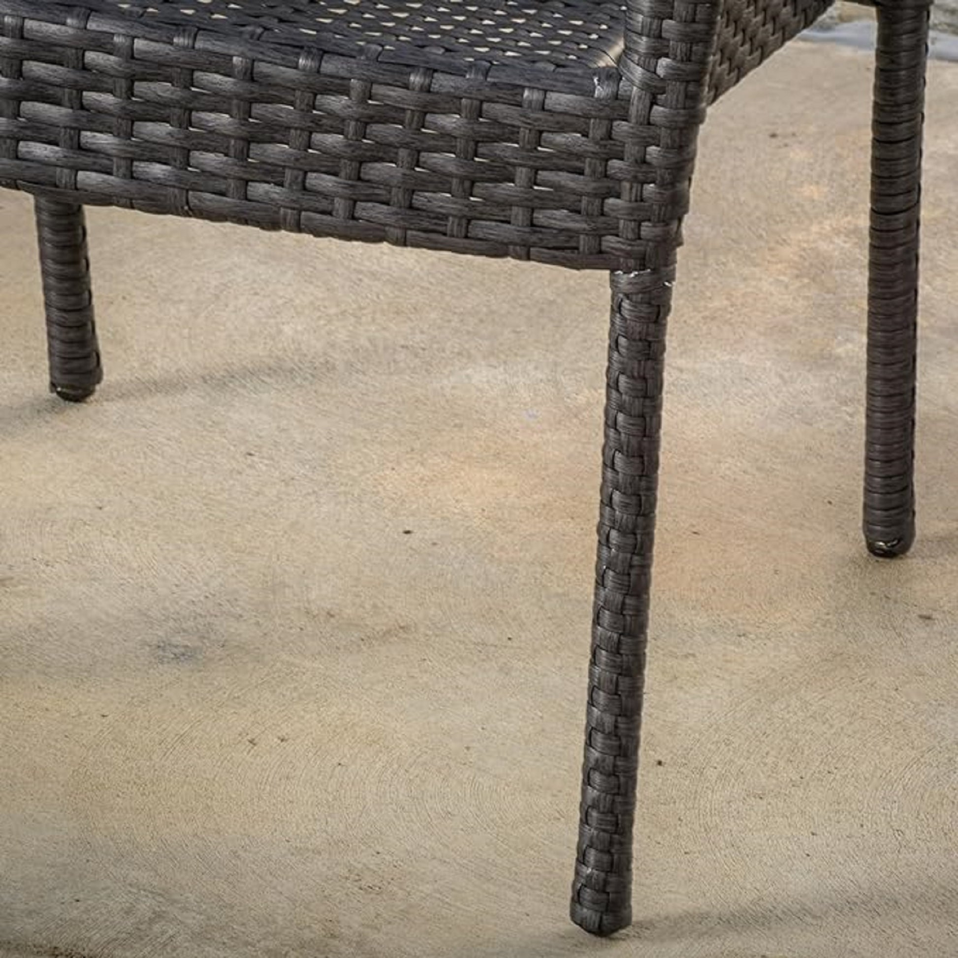 All-Weather Stackable PE Rattan Outdoor Dining Chairs with Woven Design (Set of 2)