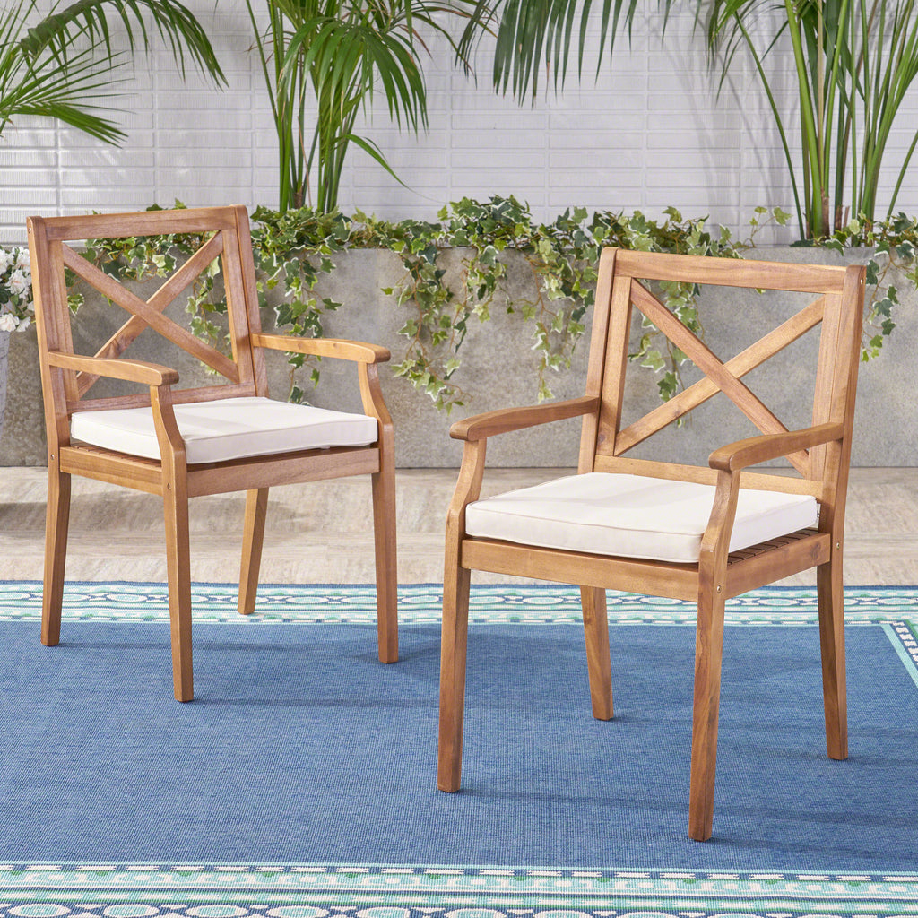 Outdoor Wicker Dining Chairs Set of 2 All-Weather Patio Chairs for Garden